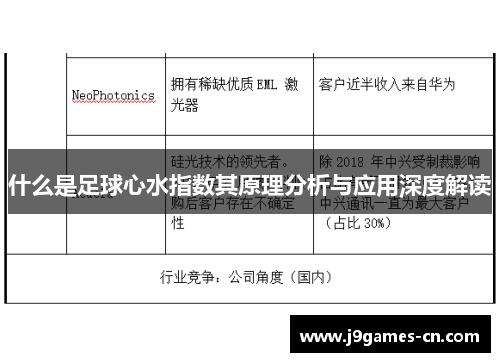 什么是足球心水指数其原理分析与应用深度解读